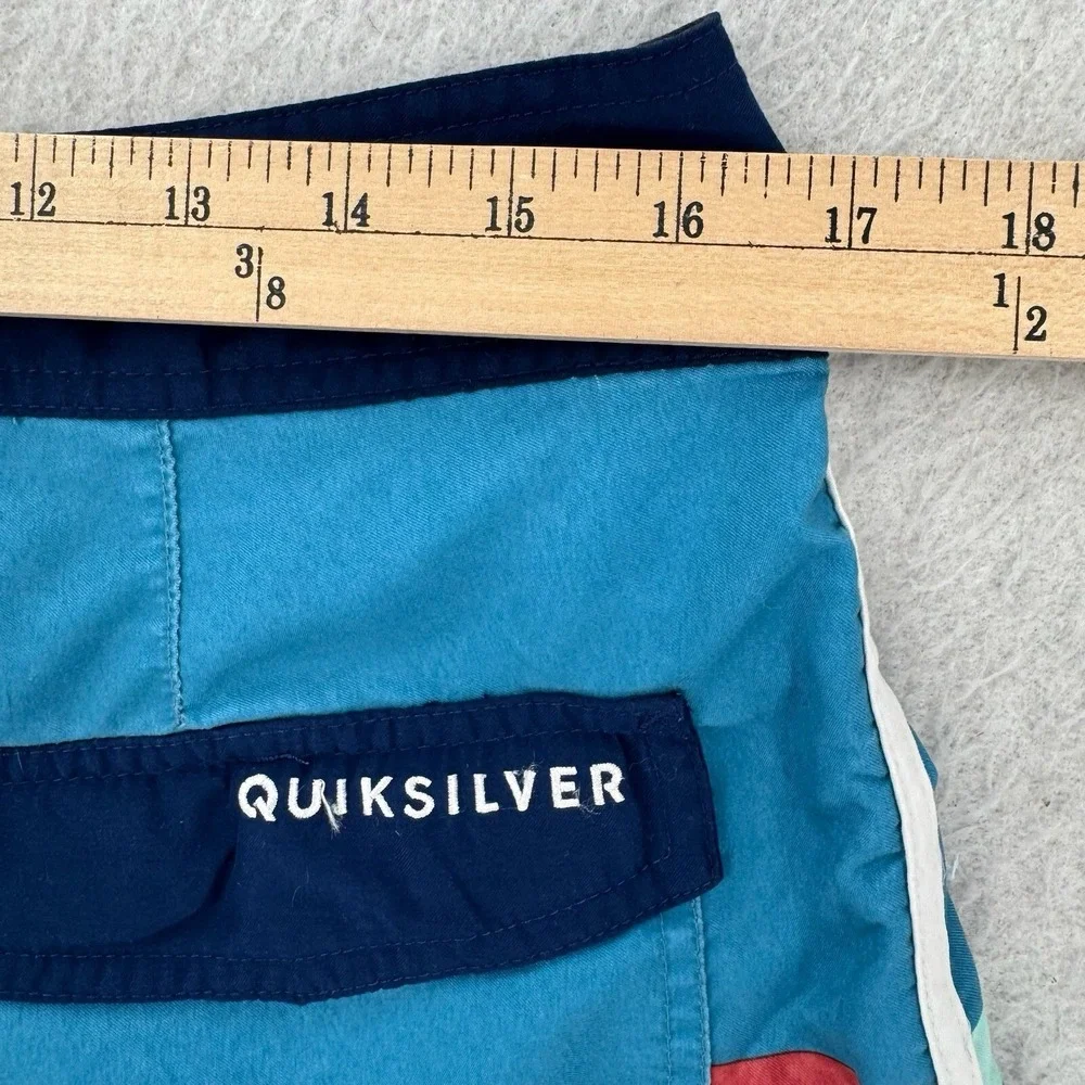 Quiksilver Board Shorts‎ Mens 32 Blue Striped Swim Trunks Beach Vacation
